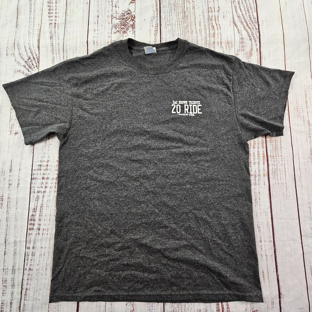 Zac Brown Tribute 20 Ride Bootleg Tour Gray Short Sleeve T-Shirt Men's L